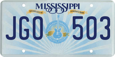 MS license plate JGO503