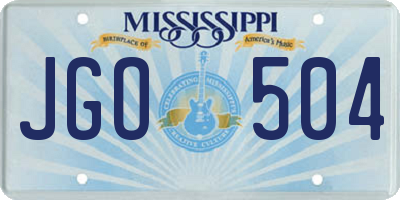 MS license plate JGO504