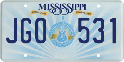 MS license plate JGO531