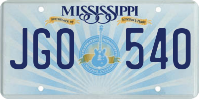 MS license plate JGO540