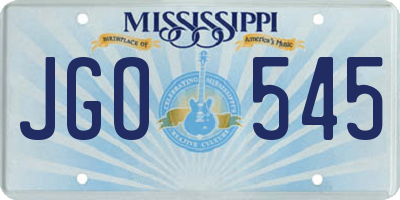MS license plate JGO545