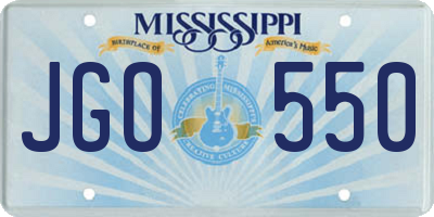 MS license plate JGO550