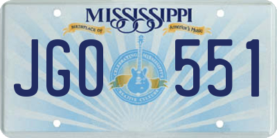 MS license plate JGO551