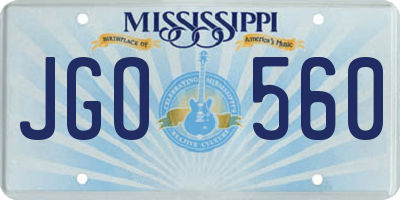 MS license plate JGO560