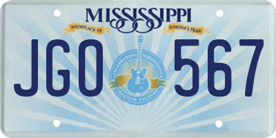 MS license plate JGO567