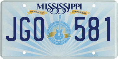 MS license plate JGO581