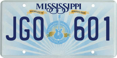 MS license plate JGO601