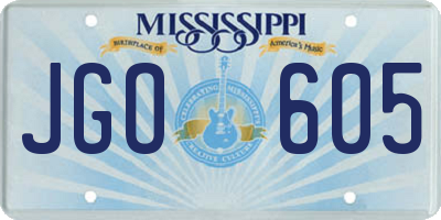 MS license plate JGO605
