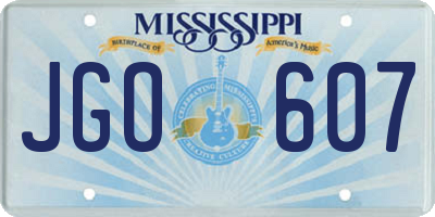MS license plate JGO607