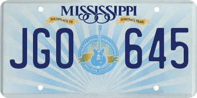 MS license plate JGO645