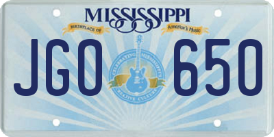 MS license plate JGO650