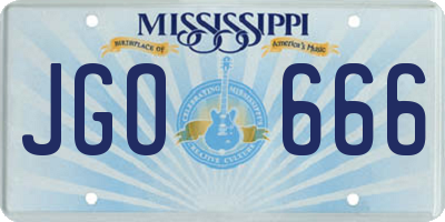 MS license plate JGO666