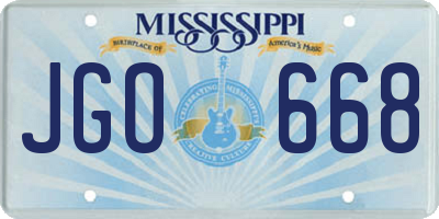 MS license plate JGO668