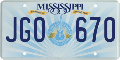 MS license plate JGO670