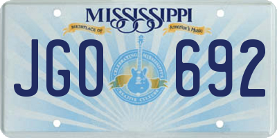 MS license plate JGO692