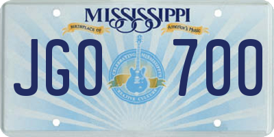 MS license plate JGO700
