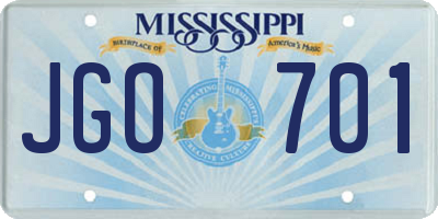 MS license plate JGO701