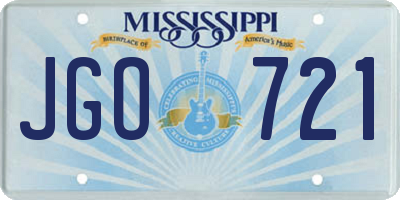 MS license plate JGO721