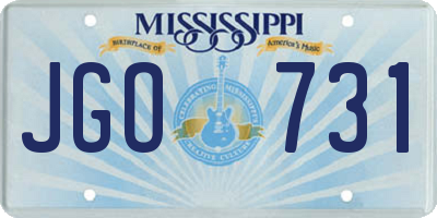 MS license plate JGO731