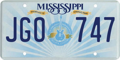MS license plate JGO747