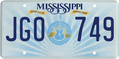 MS license plate JGO749