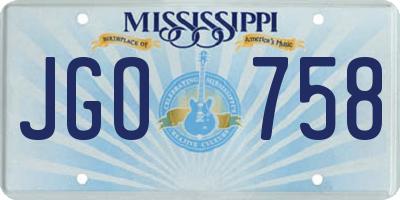 MS license plate JGO758