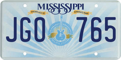 MS license plate JGO765