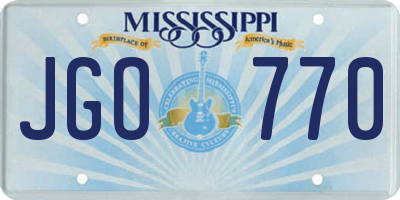 MS license plate JGO770