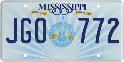 MS license plate JGO772