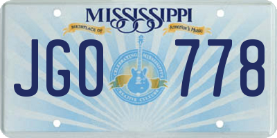 MS license plate JGO778