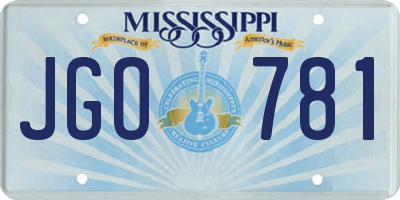 MS license plate JGO781