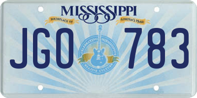 MS license plate JGO783