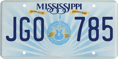 MS license plate JGO785