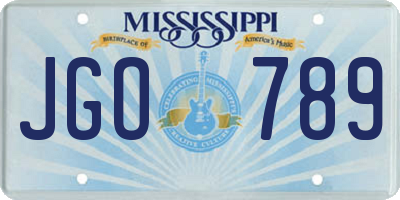 MS license plate JGO789