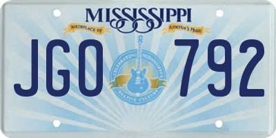 MS license plate JGO792