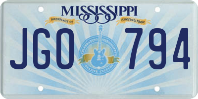 MS license plate JGO794