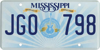 MS license plate JGO798