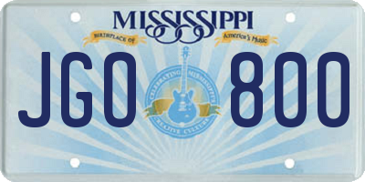 MS license plate JGO800