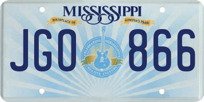MS license plate JGO866