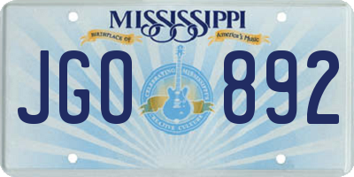 MS license plate JGO892