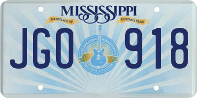 MS license plate JGO918