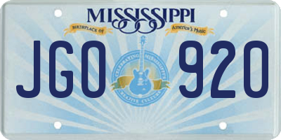 MS license plate JGO920