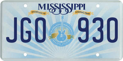 MS license plate JGO930
