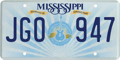 MS license plate JGO947