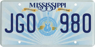 MS license plate JGO980