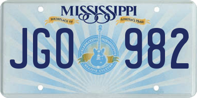 MS license plate JGO982