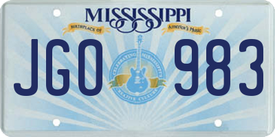 MS license plate JGO983