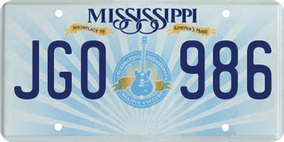 MS license plate JGO986
