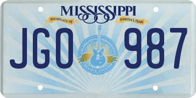 MS license plate JGO987