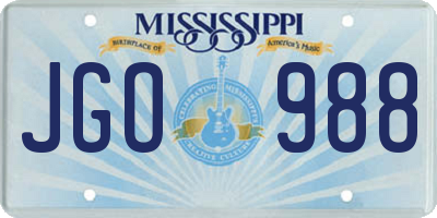 MS license plate JGO988